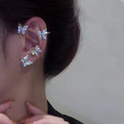 Butterfly Ear Cuff Earrings – Sparkling Ear Climber Clip and Hook, Gold or Silver ToneGold Tone7