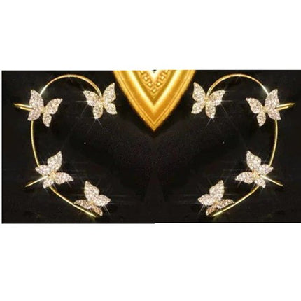 Butterfly Ear Cuff Earrings – Sparkling Ear Climber Clip and Hook, Gold or Silver ToneGold Tone6