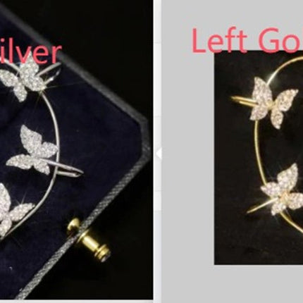 Butterfly Ear Cuff Earrings – Sparkling Ear Climber Clip and Hook, Gold or Silver ToneGold Tone8