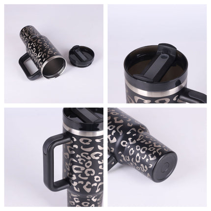 40 oz insulated tumbler with handle and straw – view 2