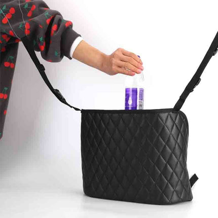 Car Seat Handbag Holder – PU Leather Front Seat Purse & Storage OrganizerBlack with Pockets7
