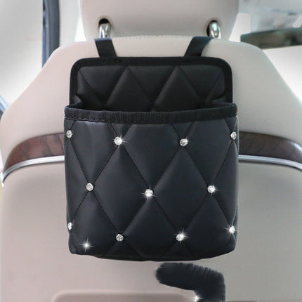Car Seat Handbag Holder – PU Leather Front Seat Purse & Storage OrganizerBlack with Pockets8