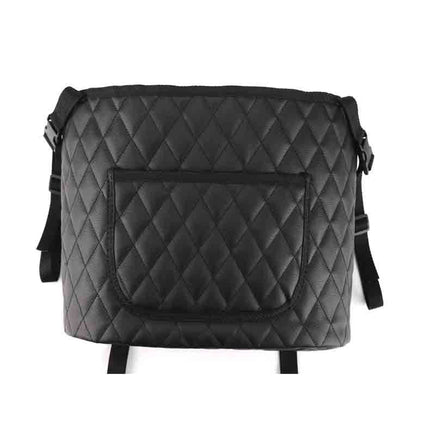 Car Seat Handbag Holder – PU Leather Front Seat Purse & Storage OrganizerBlack with Pockets6