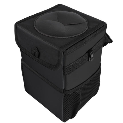 Car Trash Can with Lid – Leakproof Hanging Garbage Bin & Organizer with PocketsBlack5