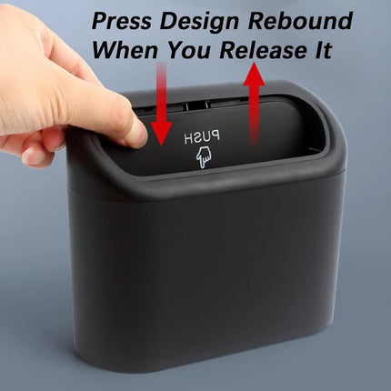 Car Trash Can with Push Lid – Mini Garbage Bin for Door Pocket & ConsoleBlack4