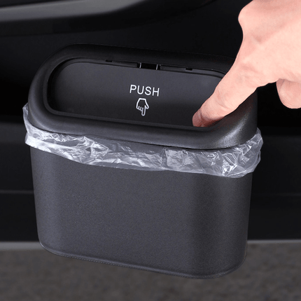 Car Trash Can with Push Lid – Mini Garbage Bin for Door Pocket & ConsoleBlack2