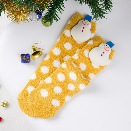 Christmas Fuzzy Socks – Santa, Reindeer & Holiday Character Plush Socks, M or LYellow7