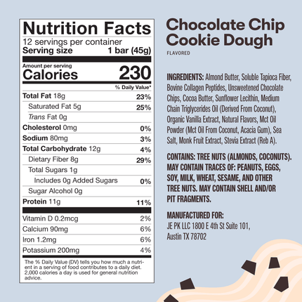 Collagen Protein Bars Chocolate Chip Cookie DoughCollagen Protein BarsChocolate Chip Cookie Dough8