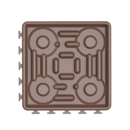 Dog Lick Mat Slow Feeder Tile – Interlocking Puzzle Licking Plate for Dogs & CatsBrown7