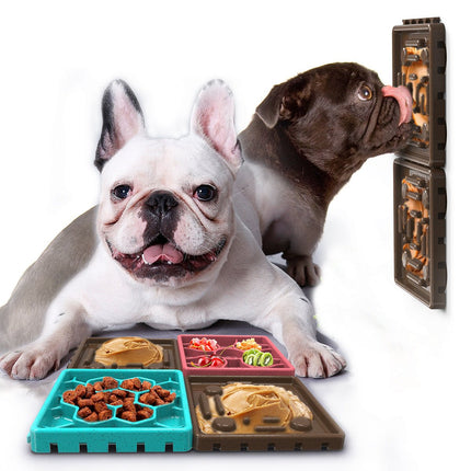 Dog Lick Mat Slow Feeder Tile – Interlocking Puzzle Licking Plate for Dogs & CatsGreen5