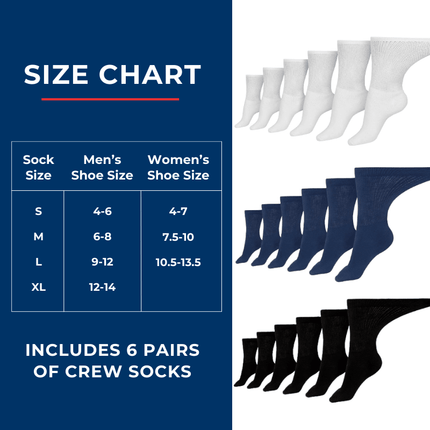 DSC Men's Cotton Diabetic Crew Socks – 6 Pair PackLarge (shoe size 9 - 12)11