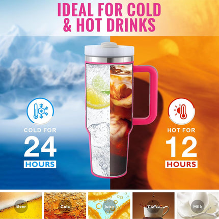 40 oz insulated tumbler with handle and straw – view 4