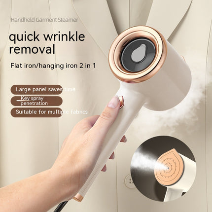 Mini handheld garment steamer – beige steaming