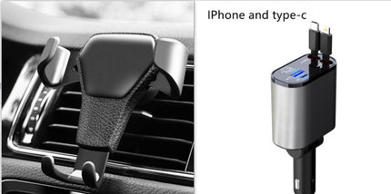 Retractable car charger – cables extended