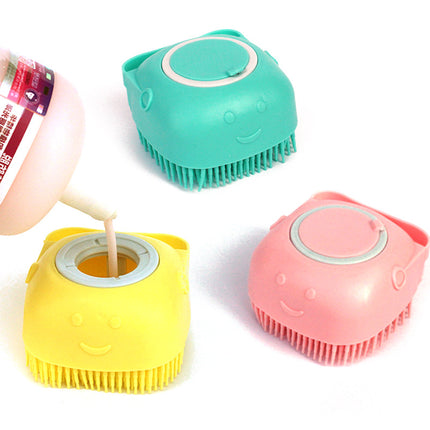 Silicone pet bath brush with shampoo dispenser – view 4