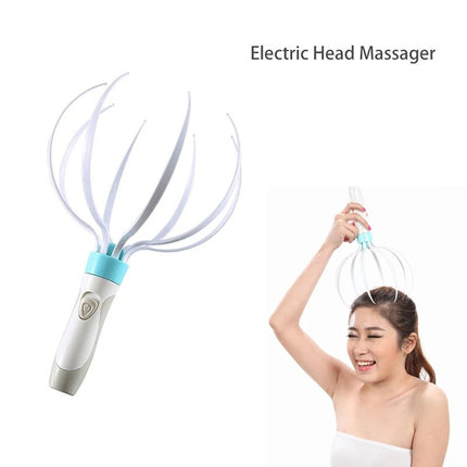 Electric Scalp Massager – Rechargeable 8-Claw Vibrating Head Massager for RelaxationWhite2