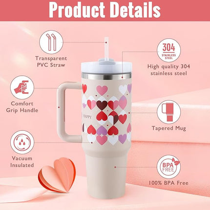 40 oz insulated tumbler with handle and straw – view 3