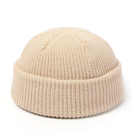 Fisherman Beanie – Short Ribbed Knit Docker Hat for Women & Men, 9 ColorsBeige12