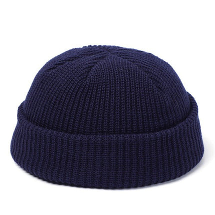 Fisherman Beanie – Short Ribbed Knit Docker Hat for Women & Men, 9 ColorsNavy Blue14