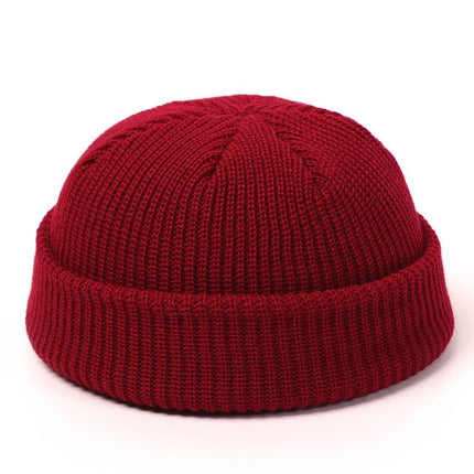 Fisherman Beanie – Short Ribbed Knit Docker Hat for Women & Men, 9 ColorsWine Red17