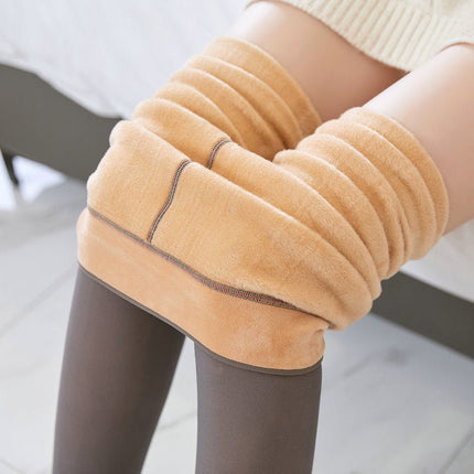 Fleece-Lined Sheer-Look Tights – Warm Winter Pantyhose with Skin-Tone Illusion, Regular & Plus SizeBlack Sheer – Stirrup7