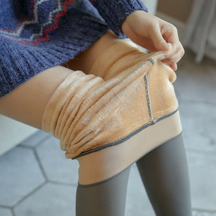 Fleece-Lined Sheer-Look Tights – Warm Winter Pantyhose with Skin-Tone Illusion, Regular & Plus SizeBlack Sheer – Stirrup6
