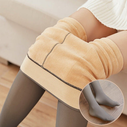 Fleece-Lined Sheer-Look Tights – Warm Winter Pantyhose with Skin-Tone Illusion, Regular & Plus SizeBlack Sheer – Stirrup2