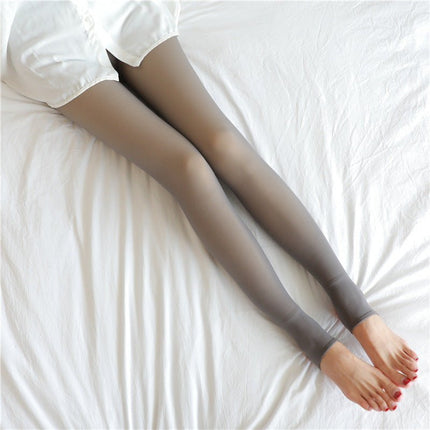Fleece-Lined Sheer-Look Tights – Warm Winter Pantyhose with Skin-Tone Illusion, Regular & Plus SizeGrey Sheer – Stirrup17