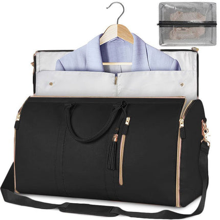 Foldable Garment Duffle Bag – Convertible Travel Bag with Hanging Suit CompartmentBlack – Style A11