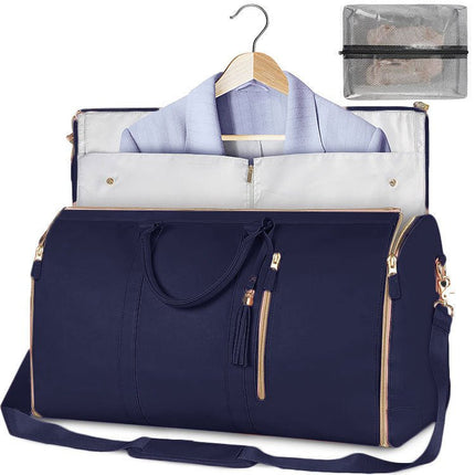Foldable Garment Duffle Bag – Convertible Travel Bag with Hanging Suit CompartmentBlue12
