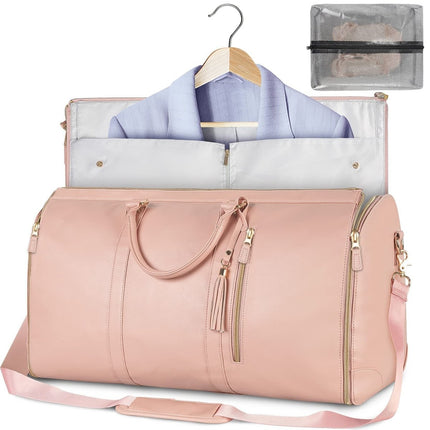 Foldable Garment Duffle Bag – Convertible Travel Bag with Hanging Suit CompartmentPink1