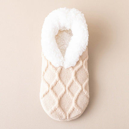 Fuzzy Slipper Socks with Grips – Warm Plush-Lined Non-Slip House Socks, One SizeApricot2