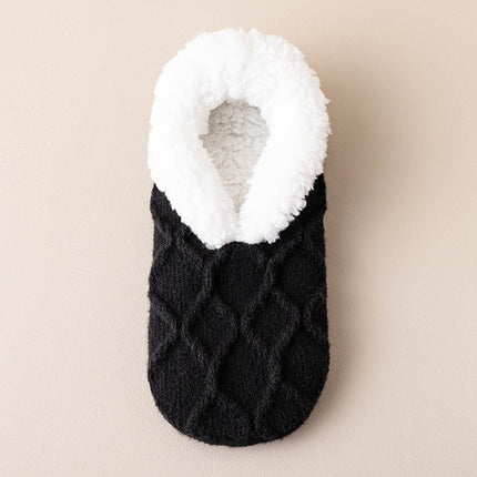 Fuzzy Slipper Socks with Grips – Warm Plush-Lined Non-Slip House Socks, One SizeBlack11