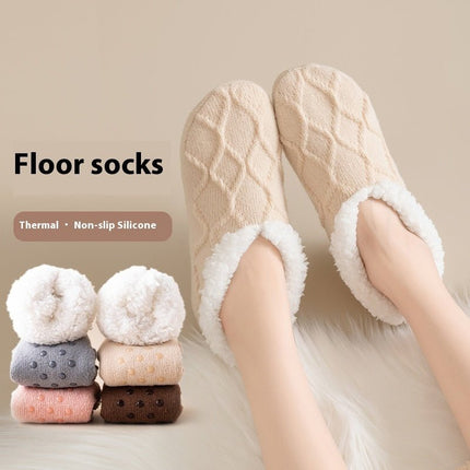 Fuzzy Slipper Socks with Grips – Warm Plush-Lined Non-Slip House Socks, One SizeDark Gray6