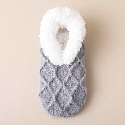 Fuzzy Slipper Socks with Grips – Warm Plush-Lined Non-Slip House Socks, One SizeDark Gray5