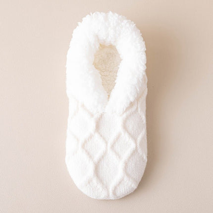 Fuzzy Slipper Socks with Grips – Warm Plush-Lined Non-Slip House Socks, One SizeMilky White4