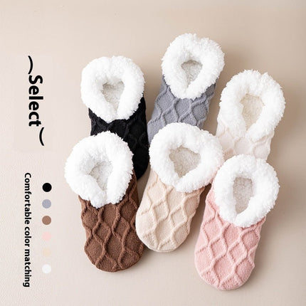 Fuzzy Slipper Socks with Grips – Warm Plush-Lined Non-Slip House Socks, One SizePink10