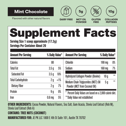 Grass - Fed Collagen Peptides & MCT Brain BoostMint Chocolate13