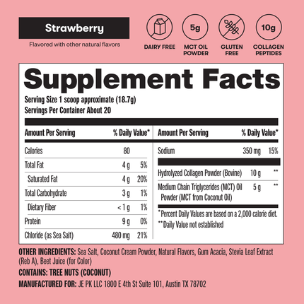 Grass - Fed Collagen Peptides & MCT Brain BoostStrawberry26