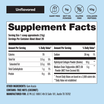 Grass - Fed Collagen Peptides & MCT Brain BoostUnflavored29