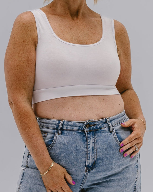 HALFTEE Classic Wide Strap Tank – Layering BraletteWhite3