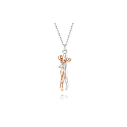 Hug Pendant Necklace – Two Figures Embrace Charm Necklace for Couples, Gold, Silver or Rose Gold ToneRose gold12