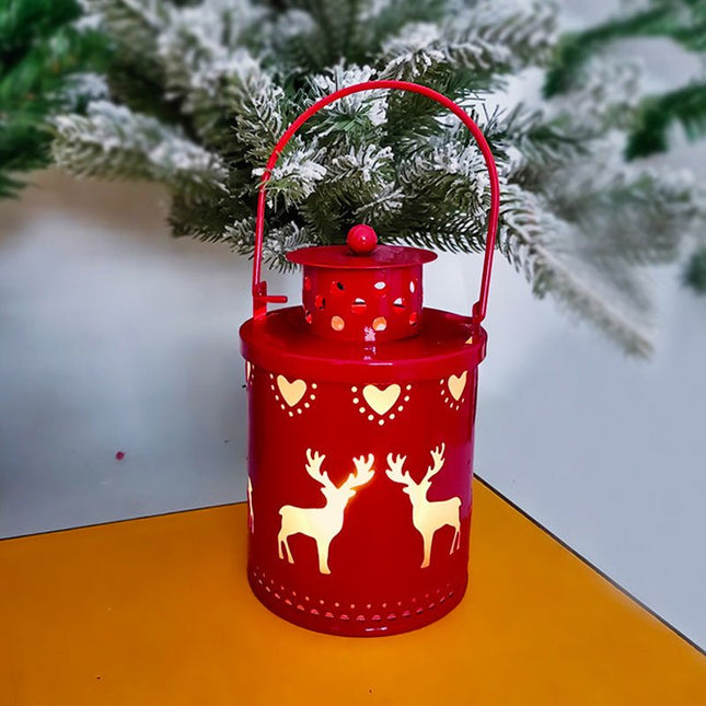 LED Christmas Lantern – Battery Flameless Candle Light, Red Nordic Holiday DecorationRed6