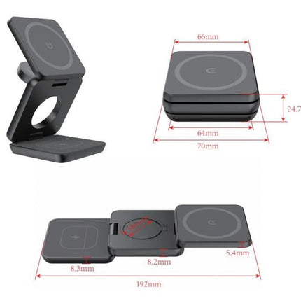 Magnetic Wireless Charging Stand – Foldable Phone Holder & Charger with Storage BagBlack with Storage Bag5