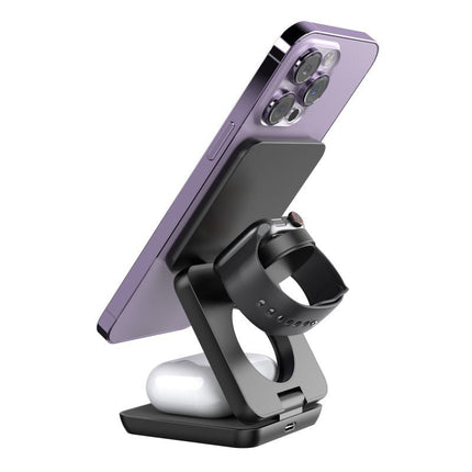 Magnetic Wireless Charging Stand – Foldable Phone Holder & Charger with Storage BagBlack with Storage Bag9