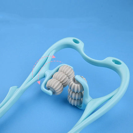 Manual Neck Massager Roller – 6-Wheel Handheld Neck & Shoulder Massage ToolBlue6