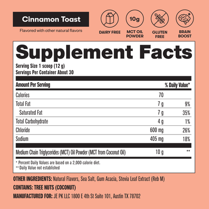 MCT Oil Powder Cinnamon ToastMCT Oil PowderCinnamon Toast19
