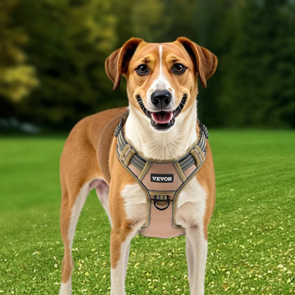 No-Pull Tactical Dog Harness – Adjustable Padded Vest with Handle for Medium & Large DogsKhaki7