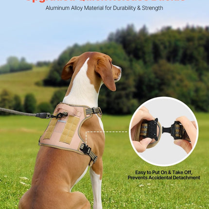 No-Pull Tactical Dog Harness – Adjustable Padded Vest with Handle for Medium & Large DogsKhaki1