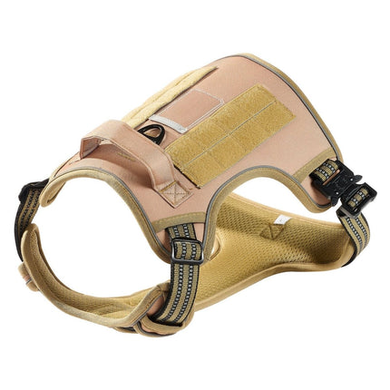 No-Pull Tactical Dog Harness – Adjustable Padded Vest with Handle for Medium & Large DogsKhaki2
